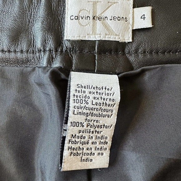 Calvin Klein Leather Pants Women 4 Straight Leg Midrise Y2K Mob Wife - Picture 7 of 11